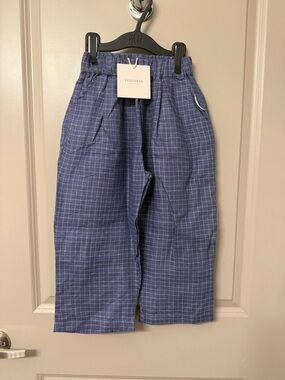 Fostered Kids Blue Checked Wide-Leg Joggers